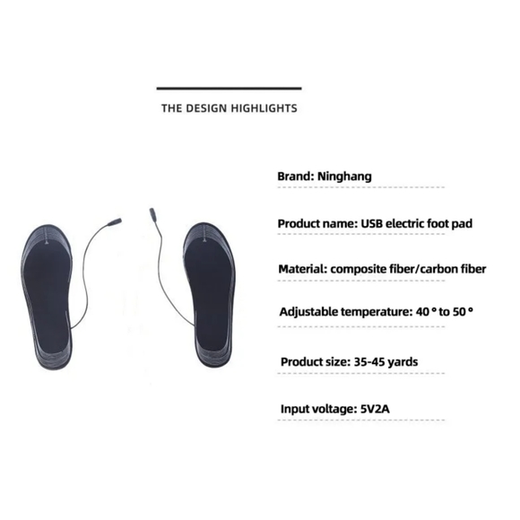 USB charging heating insoles for women or men & most shoe types, cut to fit - Picture 9 of 10